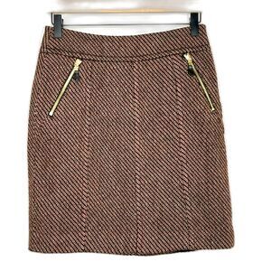 ANN TAYLOR PETITES WOOL BLEND PENCIL SKIRT DIAGONAL ZIPPER POCKETS SIZE 0P